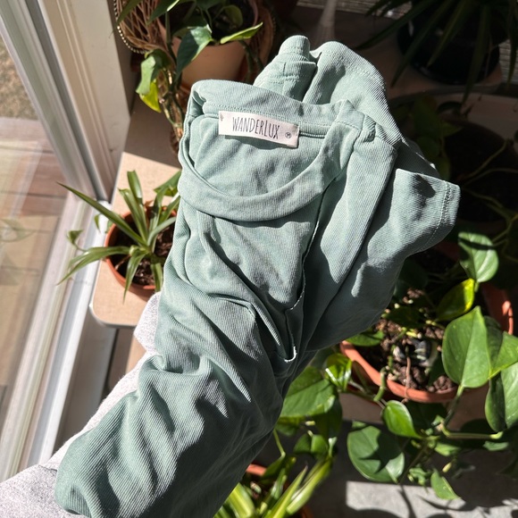 Sage Green Lightweight Ribbed Dress , WANDERLUX Medium - Picture 5 of 5